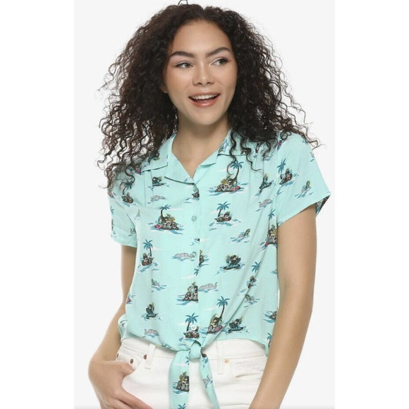 Her Universe Tops - Disney Mickey Mouse PLUTO Donald Duck Island Safari Tie Shirt 3XL Her Universe